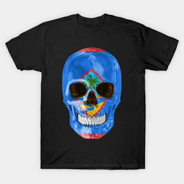 Guam Flag Skull - Gift for Guamanian With Roots From Guam T-Shirt by Country Flags